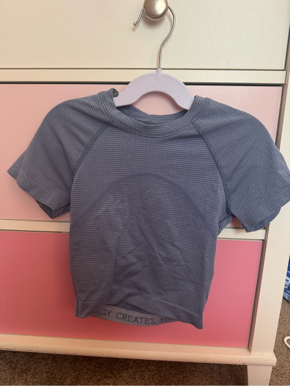 Lululemon Swiftly Cropped Ribbed Athletic Tee in Slate Blue